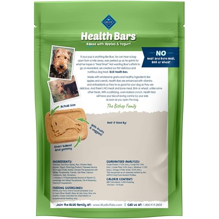 Health Bars Natural Crunchy Dog Treats Biscuits  Apple & Yogurt 16-oz Bag