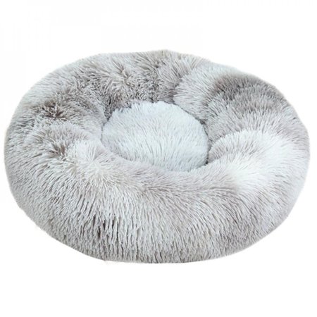 MEROTABLE Winter Warm Round Plush Dog Beds Kennel Warm Fleece Dog Bed for Medium Small Dogs Cats Gray 40cm
