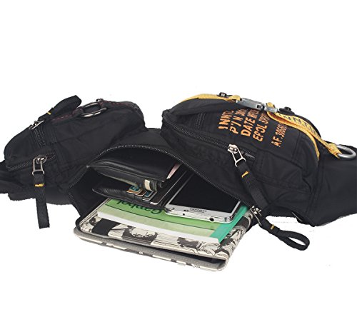 Kawei Knight Nylon Sling Bag Messenger Backpack Fanny Pack (Black&Yellow) thumbnail