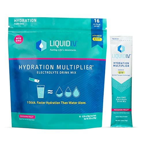 Liquid I.V. Hydration Multiplier - Passion Fruit - Hydration Powder Packets | Electrolyte Drink Mix | Easy Open Single-Serving Stick | Non-GMO | 16 St
