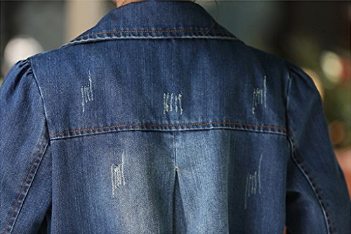 Cloudy Arch Womens Leisure Double Breasted Slim Long Windbreaker Denim Jacket(9332 Blue,Small) thumbnail
