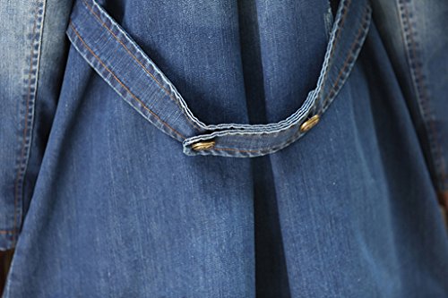 Cloudy Arch Womens Leisure Double Breasted Slim Long Windbreaker Denim Jacket(9332 Blue,Small) thumbnail