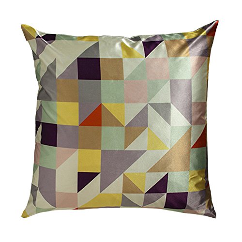 Decorative Throw Pillow, Tan and Lavender Silk, Feather Filled