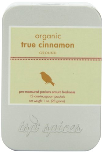 Tsp Spices Ground Organic True Cinnamon from Ceylon, 12 One-teaspoon Packets, 1 Ounce Tin