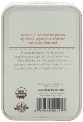 Tsp Spices Ground Organic True Cinnamon from Ceylon, 12 One-teaspoon Packets, 1 Ounce Tin thumbnail