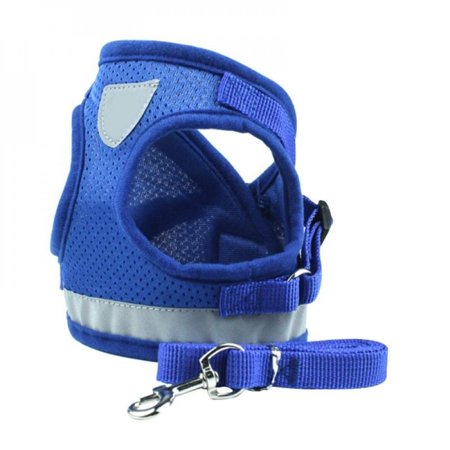 MEROTABLE Pet Dog Harness Leash Set Reflective Safety Vest for Small Medium Dogs Cat Blue XS