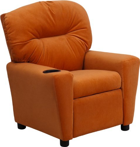 BT-7950-R-MIC-ORG-GG Contemporáneo Naranja Microfibra Niños Reclinable Con El Titular De La Copa