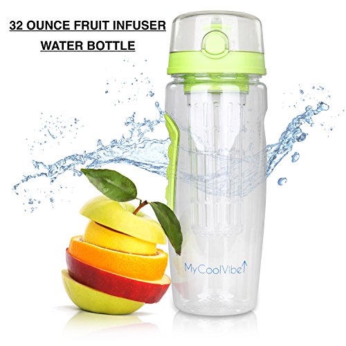 FruitFuzer® Fruit Infuser Water Bottle, 32 Oz, Durable, Eco-Friendly Tritan, for Fruit Flavored Water, Detox, Juice, Lemonade, Iced Tea, Health, Home