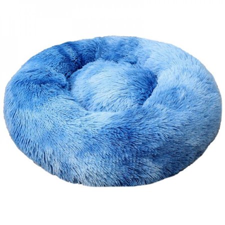MEROTABLE Winter Warm Round Plush Dog Beds Kennel Warm Fleece Dog Bed for Medium Small Dogs Cats Blue 50cm