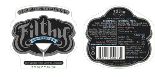 Filthy Blue Cheese Stuffed Olives  Premium Cocktail Garnish  8.5 Oz Jar (2-Pack) thumbnail