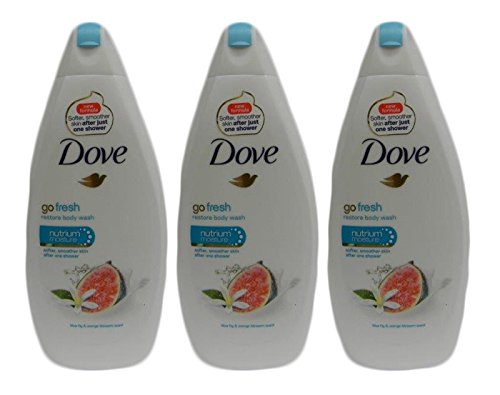 Set of 3 Dove Go Fresh Restore Body Wash Soft Skin Blue Fig Orange Blossom Scent 500 Ml