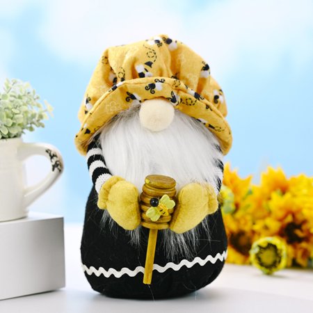 Chef Elf Dwarf Bee Festival Gnome Doll Handmade Rudolph Faceless Doll Plush Gnomes Doll Swedish Tomte Dolls Ornament for Spring Valentine Bee Festival
