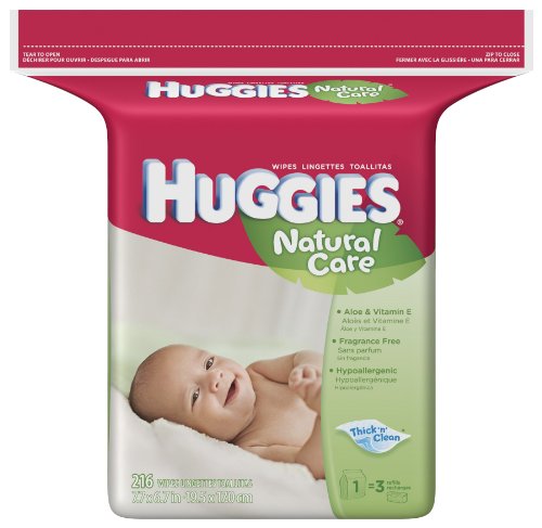 Huggies Natural Care Baby Wipes, Fragrance-Free, Refill, 216-Count Pack (Pack of 3). 648 Total Wipes