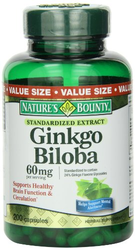 Nature's Bounty Ginkgo Biloba 60mg Capsules, 200-Count Bottle