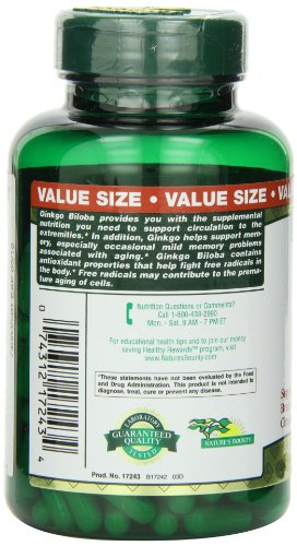 Nature's Bounty Ginkgo Biloba 60mg Capsules, 200-Count Bottle thumbnail