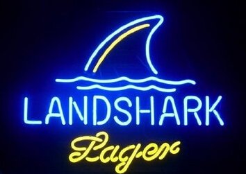 Free Shipping!Super Bright! New Blue Landshark Lager Sign Handcrafted Real Glass Neon Light Sign Home Beer Bar Pub Recreation Room Game Room Windows G