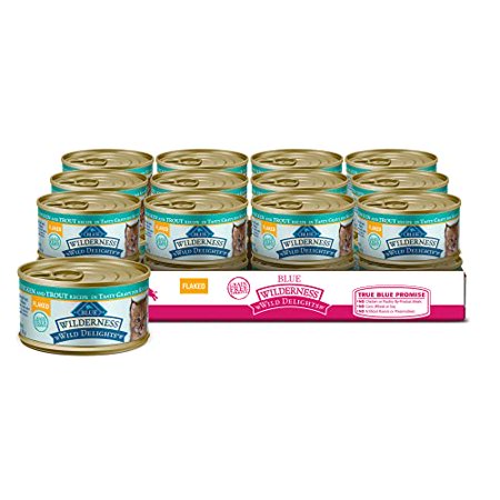Blue Buffalo Wilderness Wild Delights High Protein Grain Free  Natural Kitten Flaked Wet Cat Food  ChickenTrout 3 Oz Cans