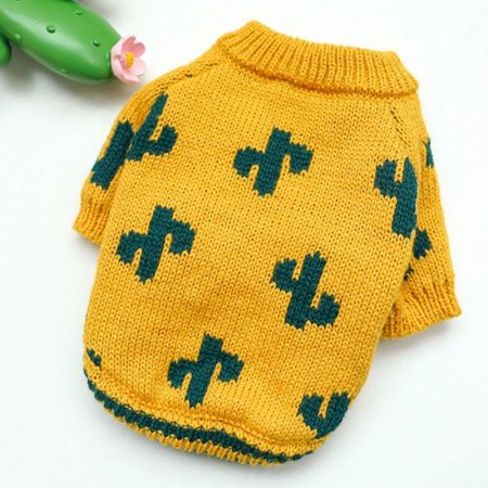 Sonbest Cute Cactus Pet Dog Clothes Winter French Bulldog Dog Sweater Clothing for Dogs Pets Outfits Warm Chihuahua Pug Knitted Coats Yellow XL