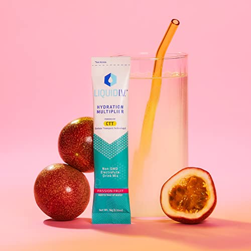 Liquid I.V. Hydration Multiplier - Passion Fruit - Hydration Powder Packets | Electrolyte Drink Mix | Easy Open Single-Serving Stick | Non-GMO | 16 St thumbnail