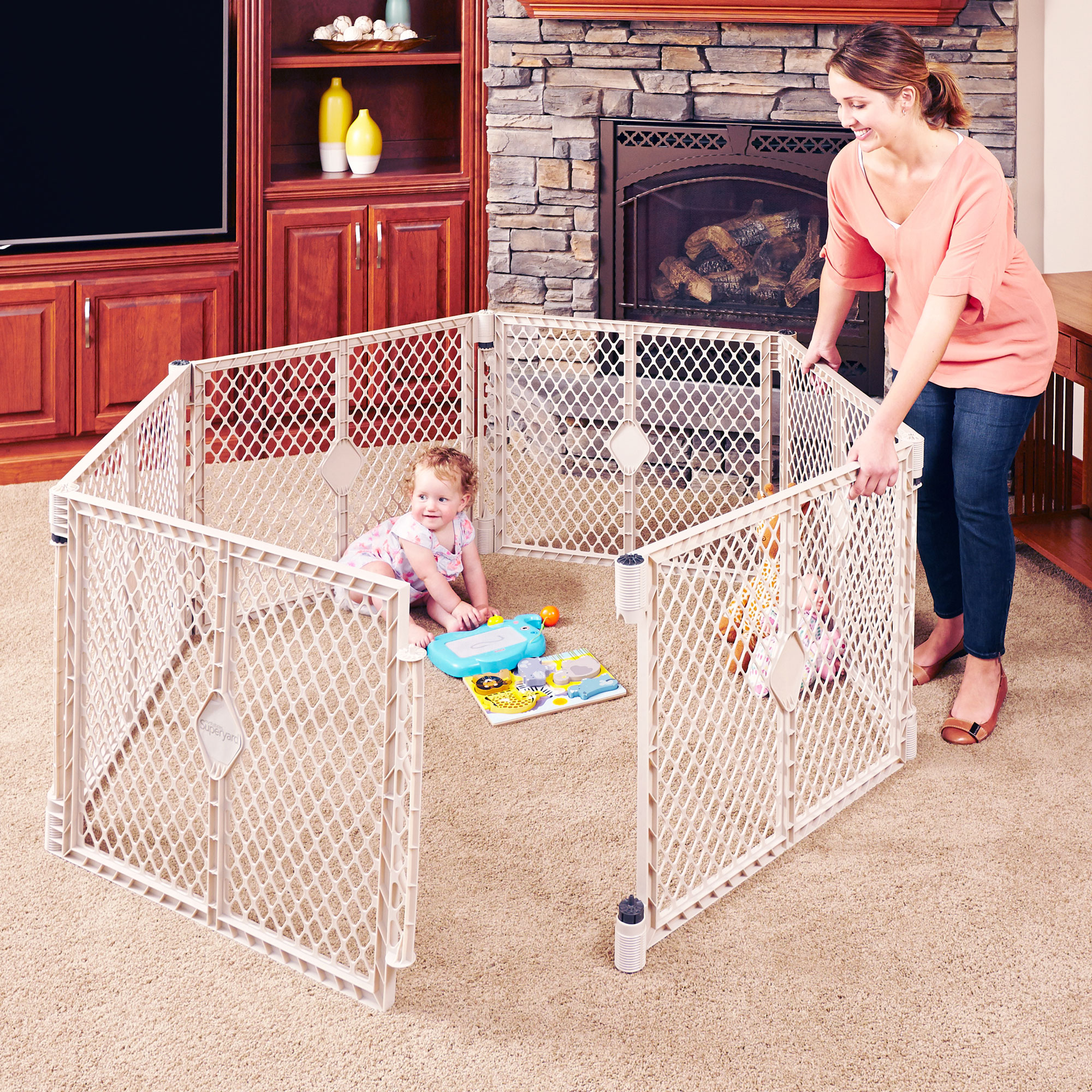 Toddleroo by North States Superyard Baby Play Yard up to 34.4 Square Feet (Sand)