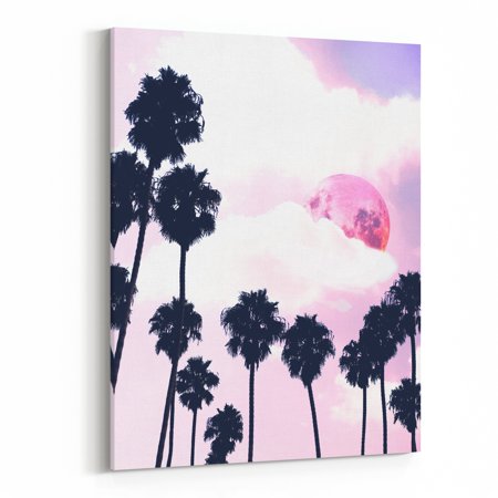 Candy Moon Tropical Collage Botany Clouds Fantasy Nature 24  X 36  Canvas Wall Art