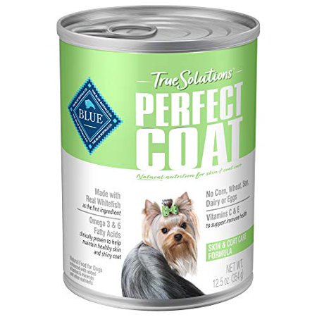 Blue Buffalo True Solutions Perfect Coat Natural Skin & Coat Care Adult Wet Dog Food  Whitefish 12.5-oz Cans (Pack of 12)