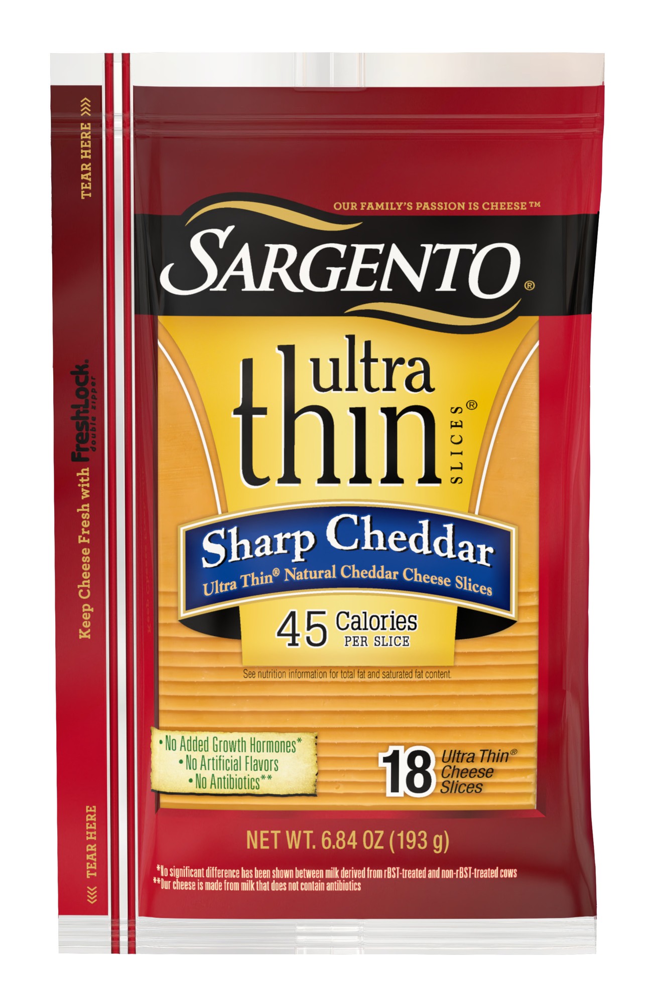 Ultra Thin Natural Cheddar Cheese Slices, Sharp Cheddar