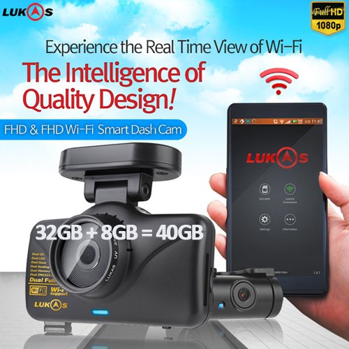 Lukas Lk-7950 WD FHD & FHD Wi-Fi Smart 2ch Dash Cam with GPS (32GB+8GB=40GB)