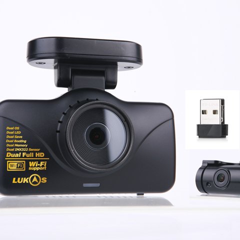 Lukas Lk-7950 WD FHD & FHD Wi-Fi Smart 2ch Dash Cam with GPS (32GB+8GB=40GB) thumbnail
