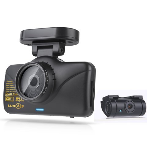 Lukas Lk-7950 WD FHD & FHD Wi-Fi Smart 2ch Dash Cam with GPS (32GB+8GB=40GB) thumbnail