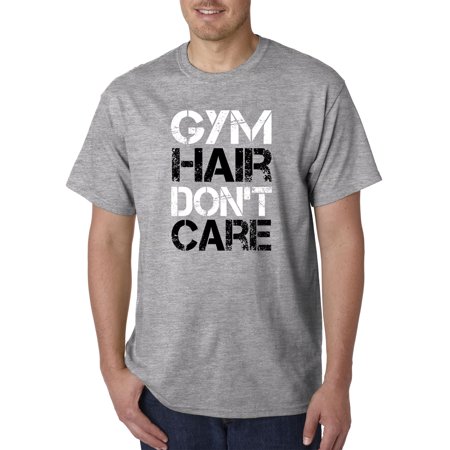 True Way 1455 - Unisex T-Shirt Gym Hair Don T Care Workout Exercise Fitness Health 4XL Heather Grey
