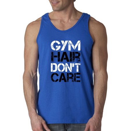 True Way 1455 - Men S Tank-Top Gym Hair Don T Care Workout Exercise Fitness Health XL Royal Blue