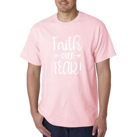 True Way 1253 - Unisex T-Shirt Faith Over Fear Script 4XL Light Pink