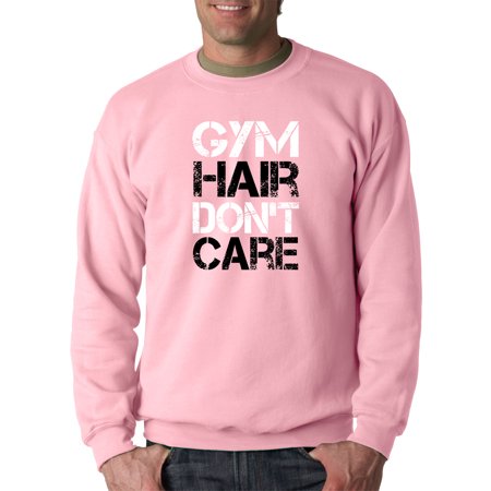 True Way 1455 - Crewneck Gym Hair Don T Care Workout Exercise Fitness Health Sweatshirt 3XL Light Pink