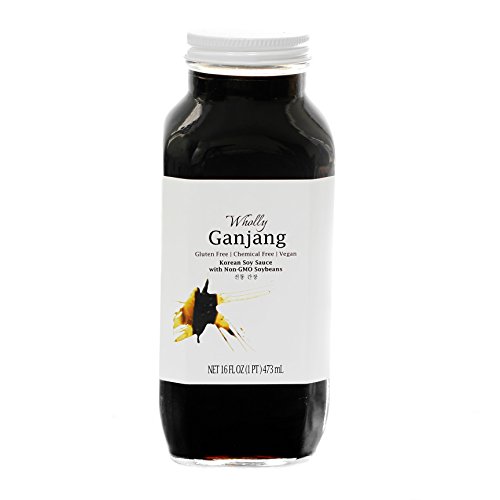 Wholly Ganjang, Premium Gluten-free Unpasteurized Artisanal with Non-GMO Soybeans Korean Soy Sauce (Glass Bottle 16 FL OZ)