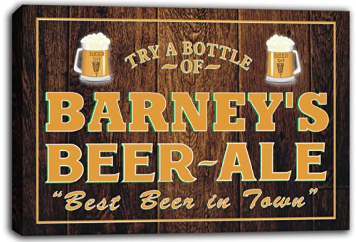 Scpn1-0701 BARNEY'S Home Bar Beer-Ale Pub Stretched Canvas Print Sign