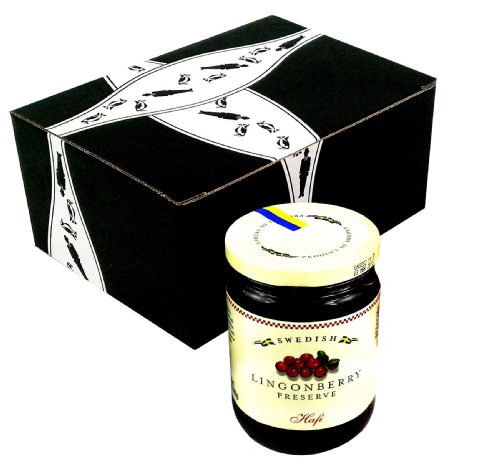 Hafi Lingonberry Preserves, 14.1 oz Jar in a BlackTie Box