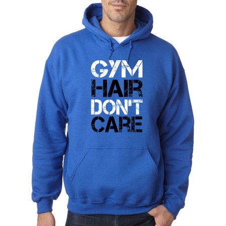 True Way 1455 - Adult Hoodie Gym Hair Don T Care Workout Exercise Fitness Health Sweatshirt XL Royal Blue