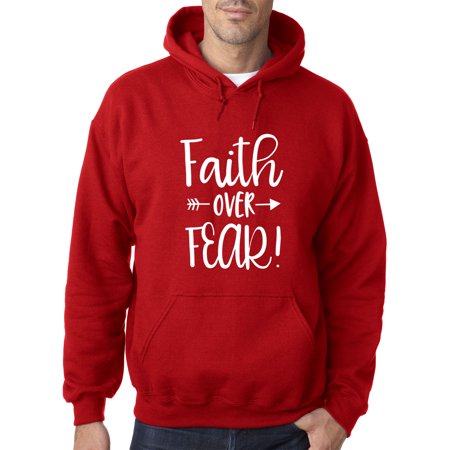 True Way 1253 - Adult Hoodie Faith Over Fear Script Sweatshirt Small Red
