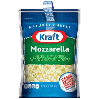 Kraft Cheese Mozzarella Shredded 16 Oz Zipper Bag Pack of 2