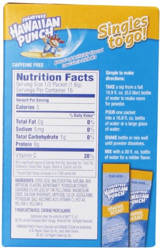 Hawaiian Punch Singles to Go Powder Sticks, Water Drink Mix, Orange Ocean, 96 Single Servings - ORIGINAL FLAVOR, 8 Count (Pack of 12) thumbnail