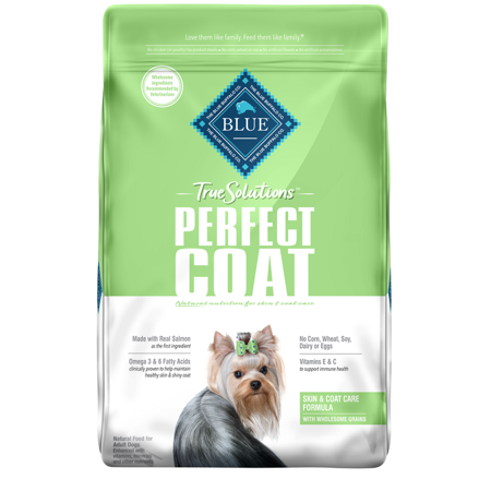 Blue Buffalo True Solutions Perfect Coat Skin & Coat Care Salmon Dry Dog Food for Adult Dogs  Whole Grain  20 Lb. Bag