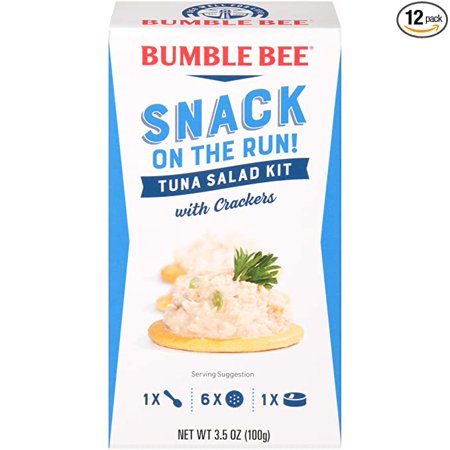 Bumble Bee Snack on the Run Tuna Salad with Crackers Kit  3.5 Oz (Pack of 12) - Ready to Eat  Spoon Included - Wild Caught Tuna - Shelf Stable & Conve