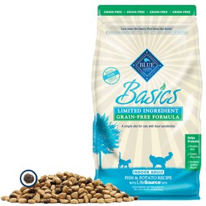 Blue Buffalo Basics Grain Free Adult Indoor Cat Fish and Potato Recipe Dry Food -11 Lb