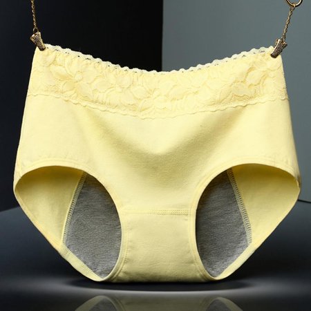 Women Panties Breathable Cotton Briefs Mid-waist Briefs Menstrual Period Panties Full Coverage Briefs Lace Stretch Briefs