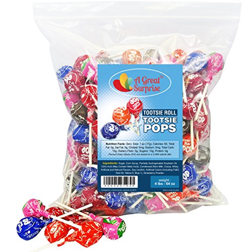 Tootsie Pops - Tootsie Roll Pops - Assorted Flavored Lollipops, Bulk Candy 4 Lb Party Bag Family Size