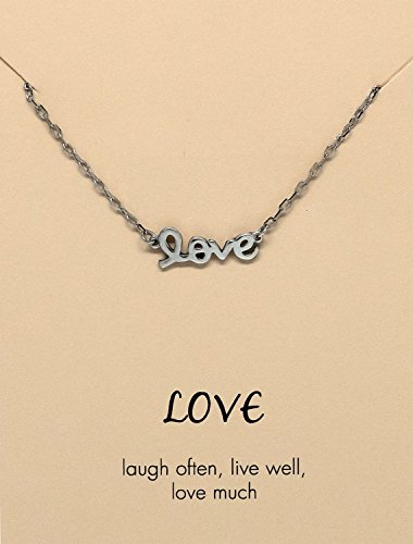 Live Love Laugh, Necklace & LOVE Pendant, Silver Tone Best Friend Gift, 16'-18