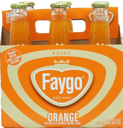 Faygo Orange Flavor Soda, Made with 100% Cane Sugar, 12-fl. Oz. Glass Bottles 6-pack