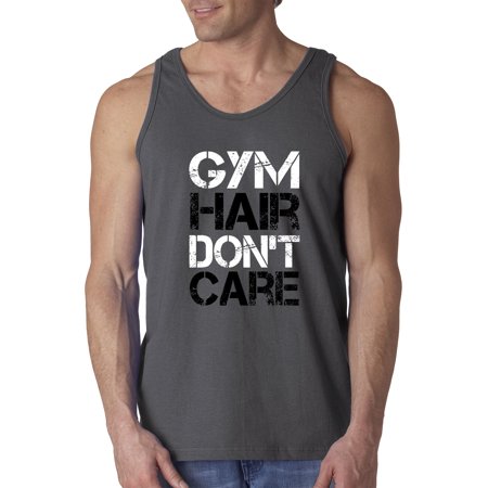 True Way 1455 - Men S Tank-Top Gym Hair Don T Care Workout Exercise Fitness Health Small Charcoal