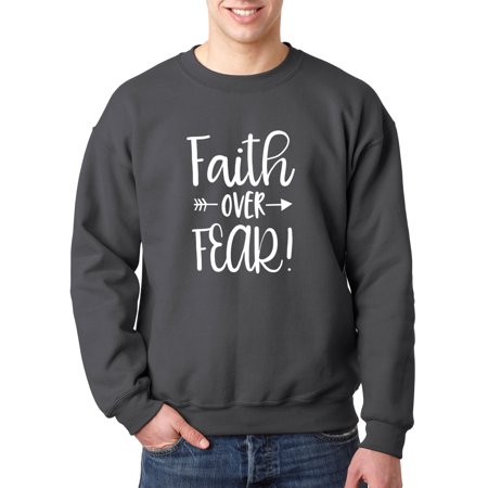 True Way 1253 - Crewneck Faith Over Fear Script Sweatshirt 2XL Charcoal
